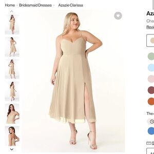 Azazie Clarissa Beige Midi Dress